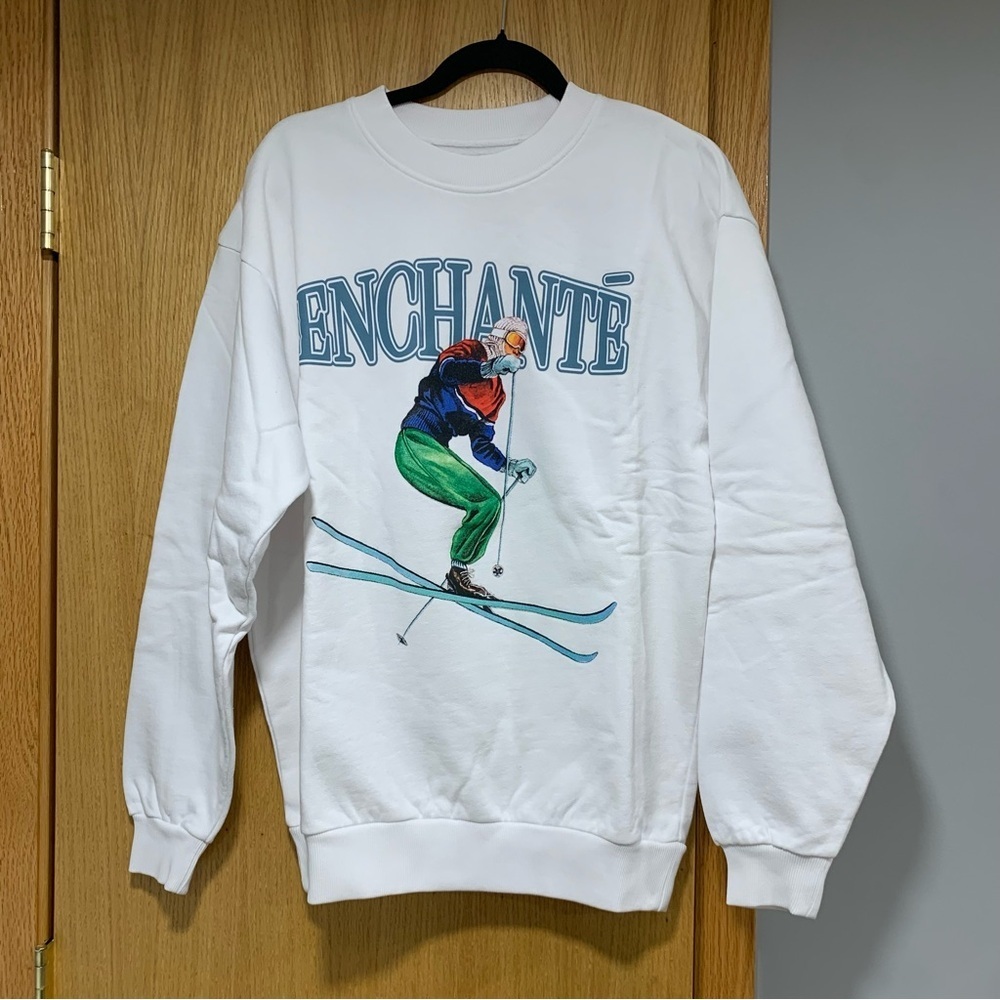 Enchante Ski Crewneck in White - Unisex - Size Small